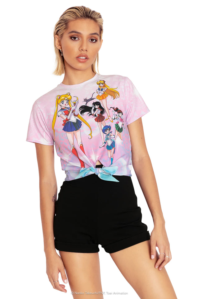 Sailor Guardians Bubbles Tie Front Tee Closeup