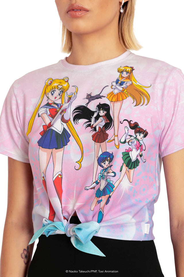 Sailor Guardians Bubbles Tie Front Tee Print