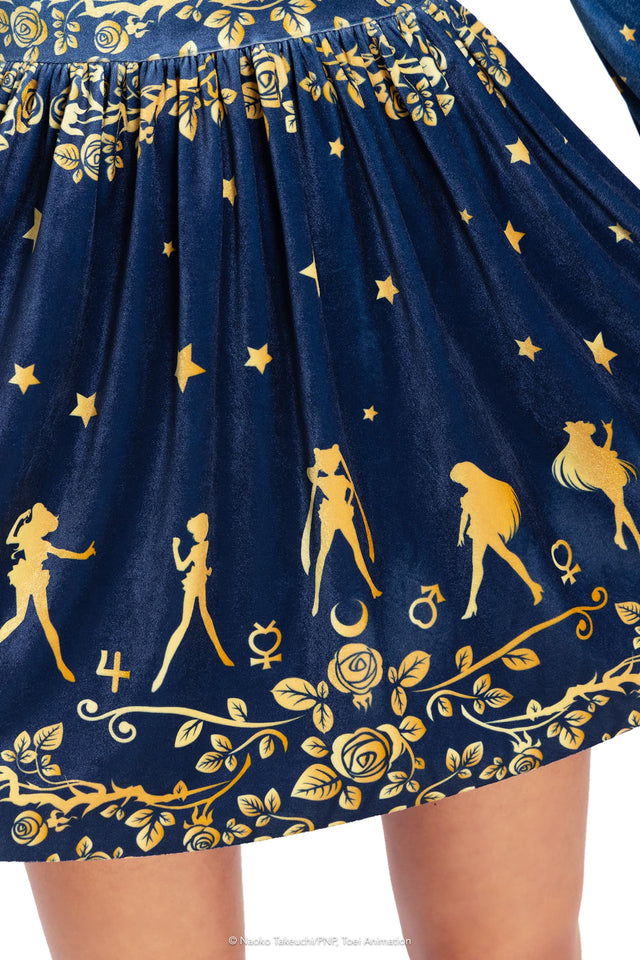 BlackMilk Clothing x Pretty Guardian Sailor Moon - Sailor Guardians Stars Velvet Squared Up Bishop Dress - Sailor Moon Merchandise - Collaboration apparel - Licenced.