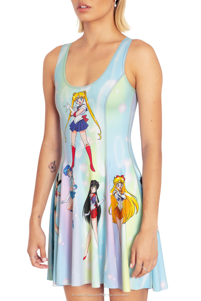 BlackMilk Clothing x Pretty Guardian Sailor Moon - Sailor Guardians Vs Dark Kingdom In Out Dress - Sailor Moon Merchandise - Collaboration apparel - Licenced.