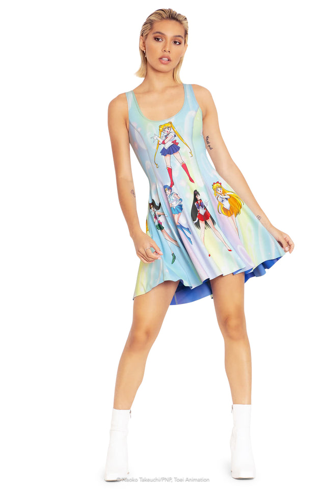 BlackMilk Clothing x Pretty Guardian Sailor Moon - Sailor Guardians Vs Dark Kingdom In Out Dress - Sailor Moon Merchandise - Collaboration apparel - Licenced.
