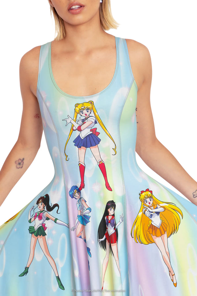 BlackMilk Clothing x Pretty Guardian Sailor Moon - Sailor Guardians Vs Dark Kingdom In Out Dress - Sailor Moon Merchandise - Collaboration apparel - Licenced.