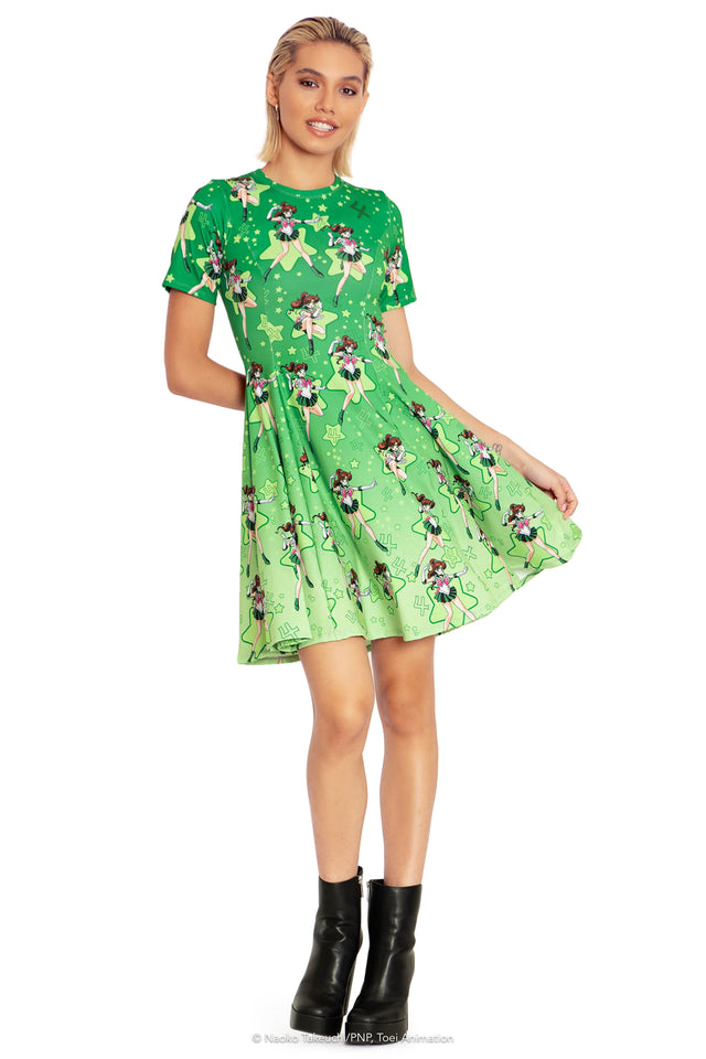 BlackMilk Clothing x Pretty Guardian Sailor Moon - Sailor Jupiter Longline Evil Tee Dress - Sailor Moon Merchandise - Collaboration apparel - Licenced.