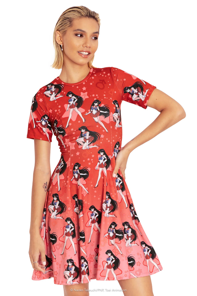 Sailor Mars Longline Evil Tee Dress Closeup