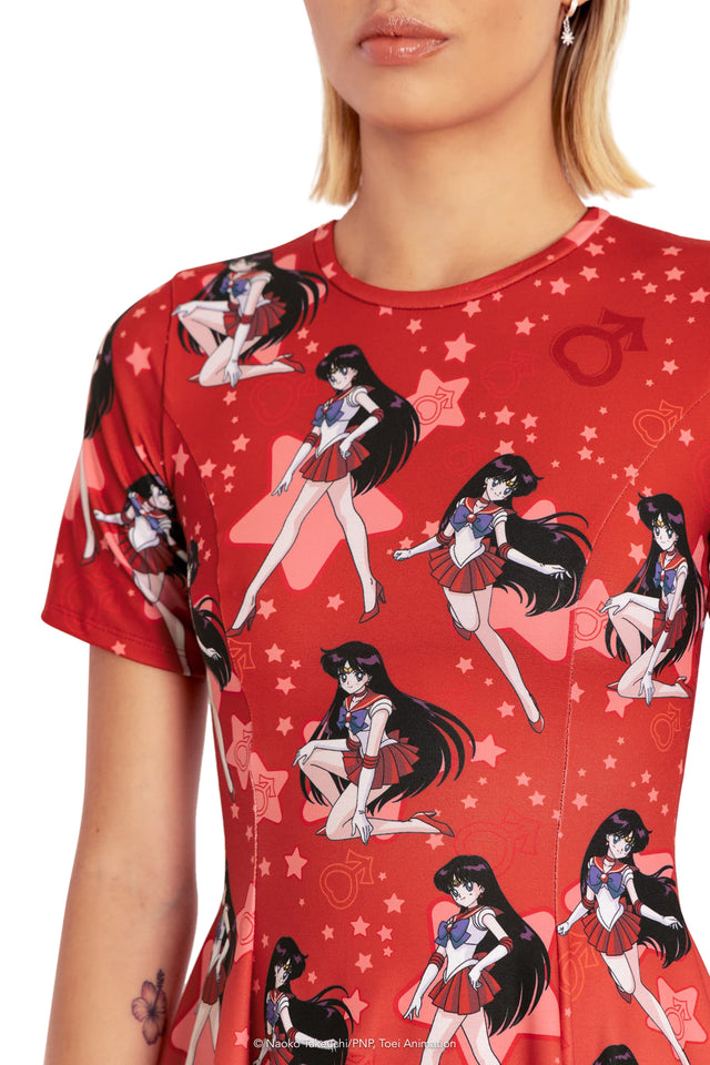 Sailor Mars Longline Evil Tee Dress Print 