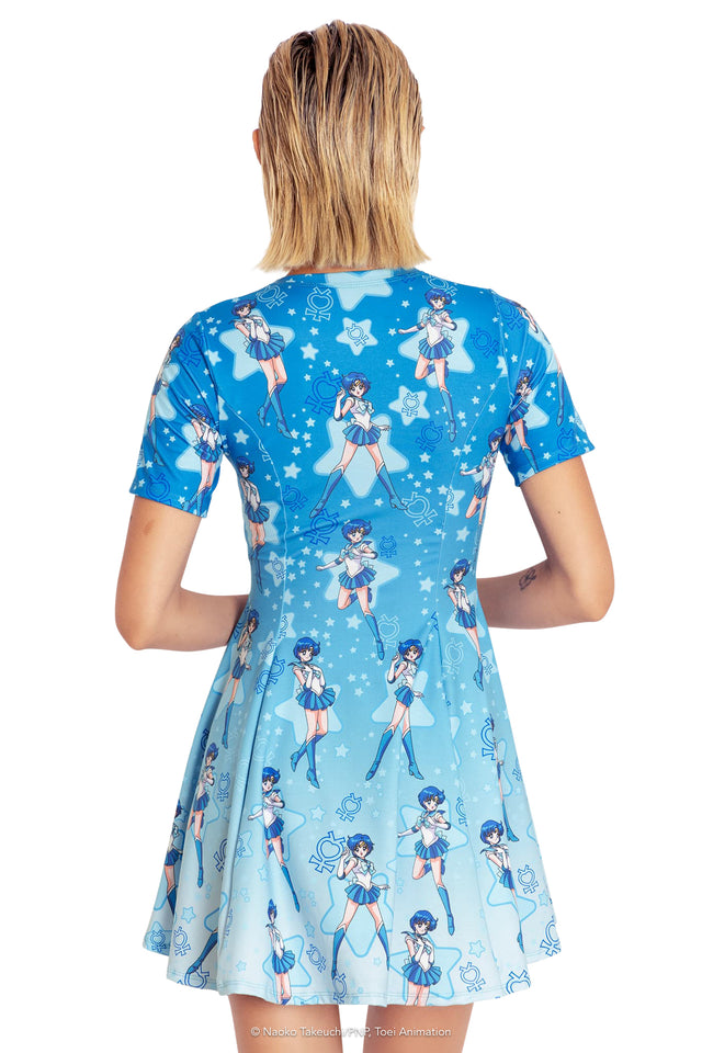 BlackMilk Clothing x Pretty Guardian Sailor Moon - Sailor Mercury Evil Tee Dress - Sailor Moon Merchandise - Collaboration apparel - Licenced.