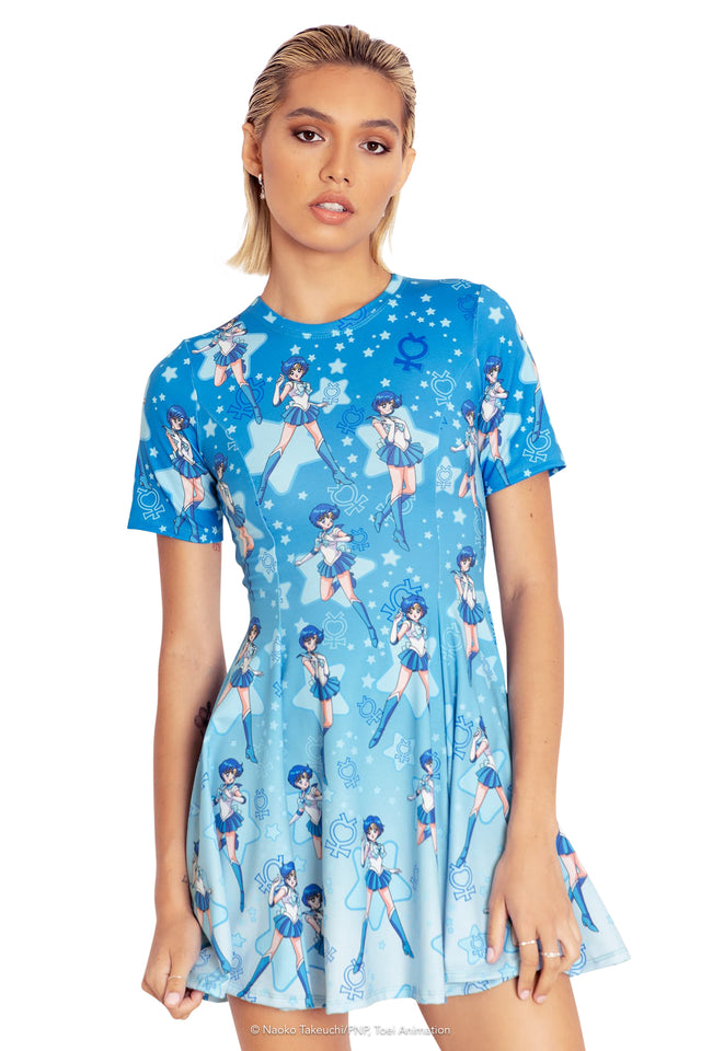 BlackMilk Clothing x Pretty Guardian Sailor Moon - Sailor Mercury Evil Tee Dress - Sailor Moon Merchandise - Collaboration apparel - Licenced.
