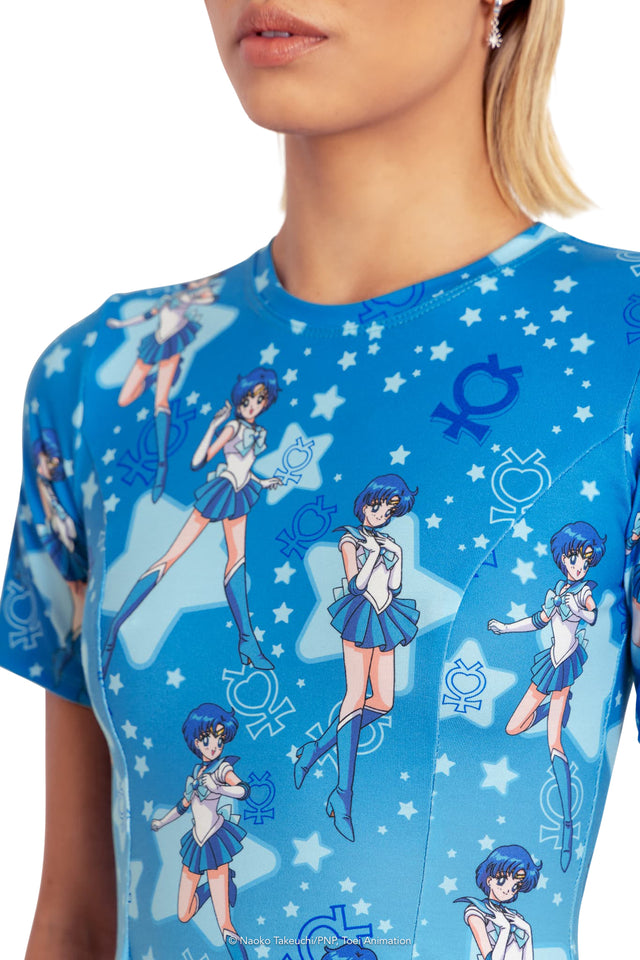 BlackMilk Clothing x Pretty Guardian Sailor Moon - Sailor Mercury Evil Tee Dress - Sailor Moon Merchandise - Collaboration apparel - Licenced.