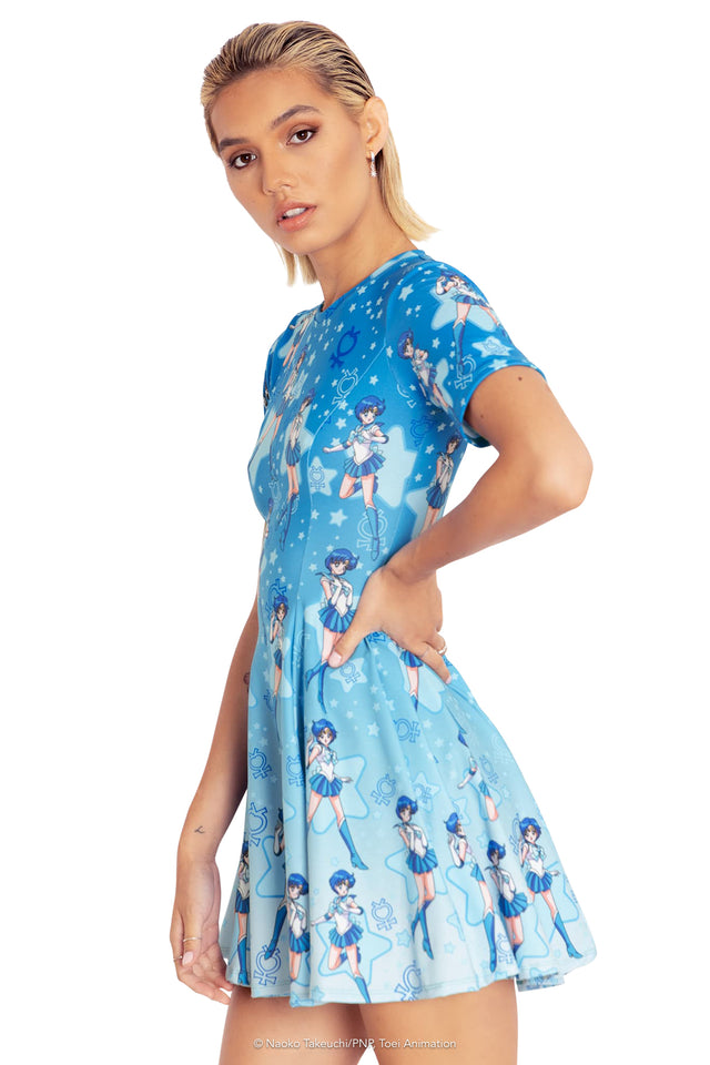BlackMilk Clothing x Pretty Guardian Sailor Moon - Sailor Mercury Evil Tee Dress - Sailor Moon Merchandise - Collaboration apparel - Licenced.