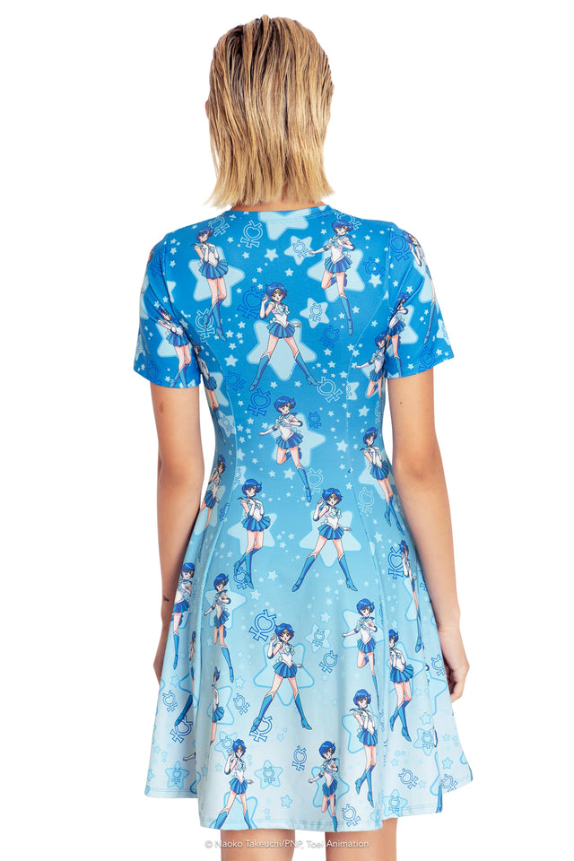 BlackMilk Clothing x Pretty Guardian Sailor Moon - Sailor Mercury Longline Evil Tee Dress - Sailor Moon Merchandise - Collaboration apparel - Licenced.