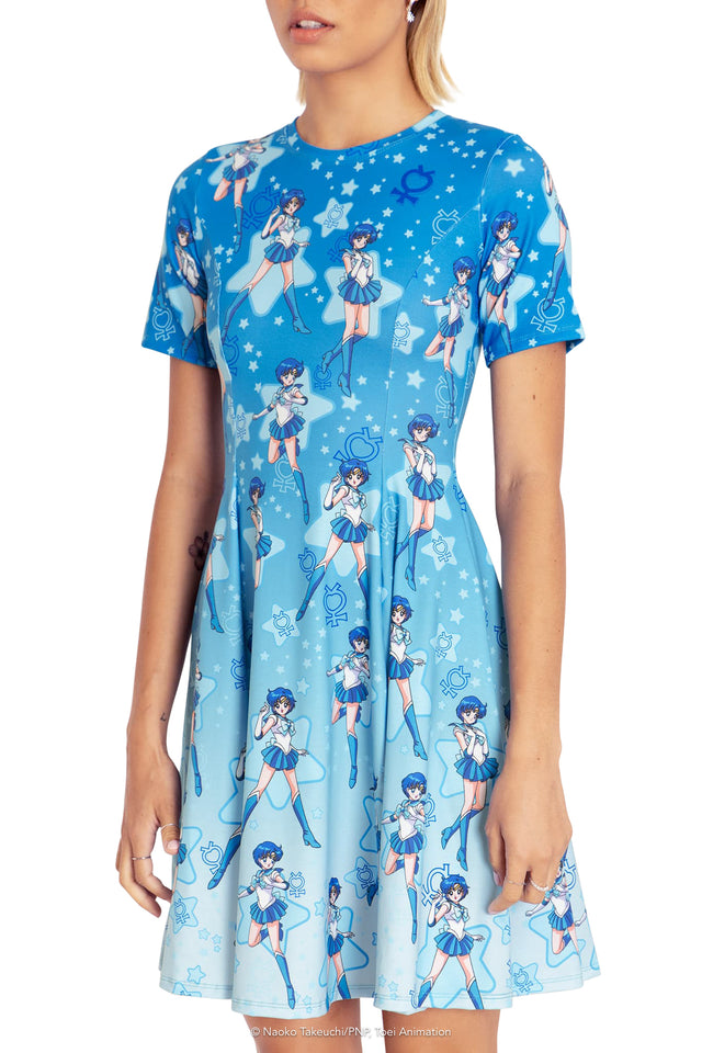 BlackMilk Clothing x Pretty Guardian Sailor Moon - Sailor Mercury Longline Evil Tee Dress - Sailor Moon Merchandise - Collaboration apparel - Licenced.