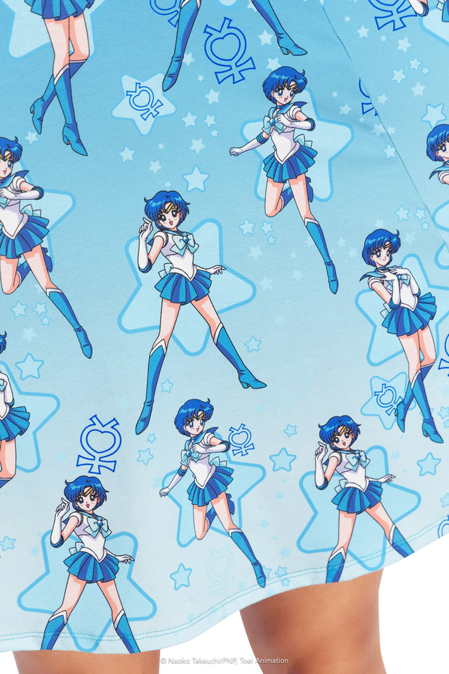 BlackMilk Clothing x Pretty Guardian Sailor Moon - Sailor Mercury Longline Evil Tee Dress - Sailor Moon Merchandise - Collaboration apparel - Licenced.