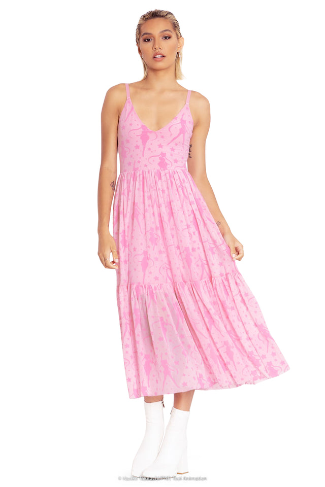 Sailor Moon Stars Sheer Midaxi Dress - Limited BlackMilk Clothing Sailor Moon Stars Sheer Midaxi Dress - Limited BlackMilk Clothing