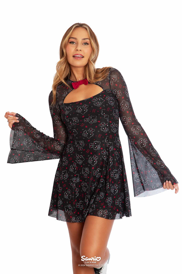 50 Years Of Hello Kitty Bow Shrug Dress - Limited BlackMilk Clothing 50 Years Of Hello Kitty Bow Shrug Dress - Limited BlackMilk Clothing