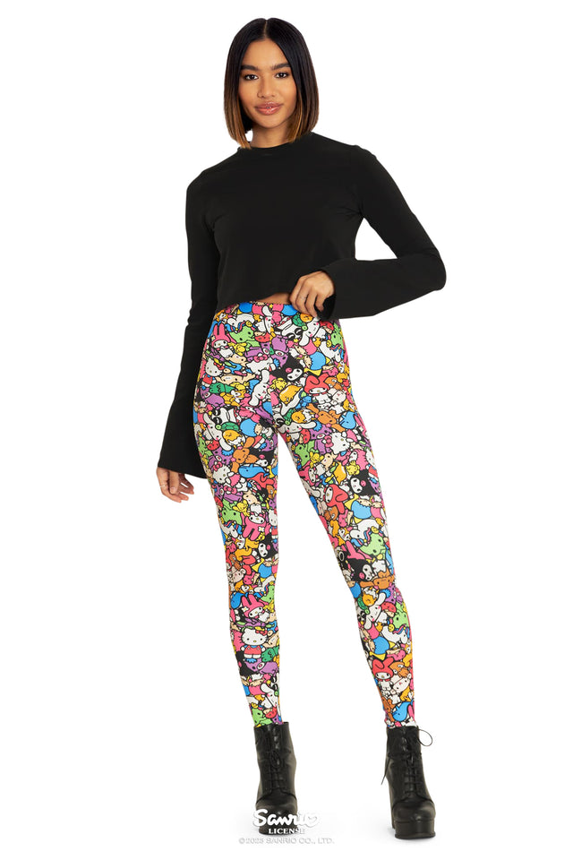 BlackMilk Clothing x Sanrio - Sanrio All Stars Matte Finish High Waisted Leggings - Sanrio Merchandise - Collaboration apparel - Licenced.