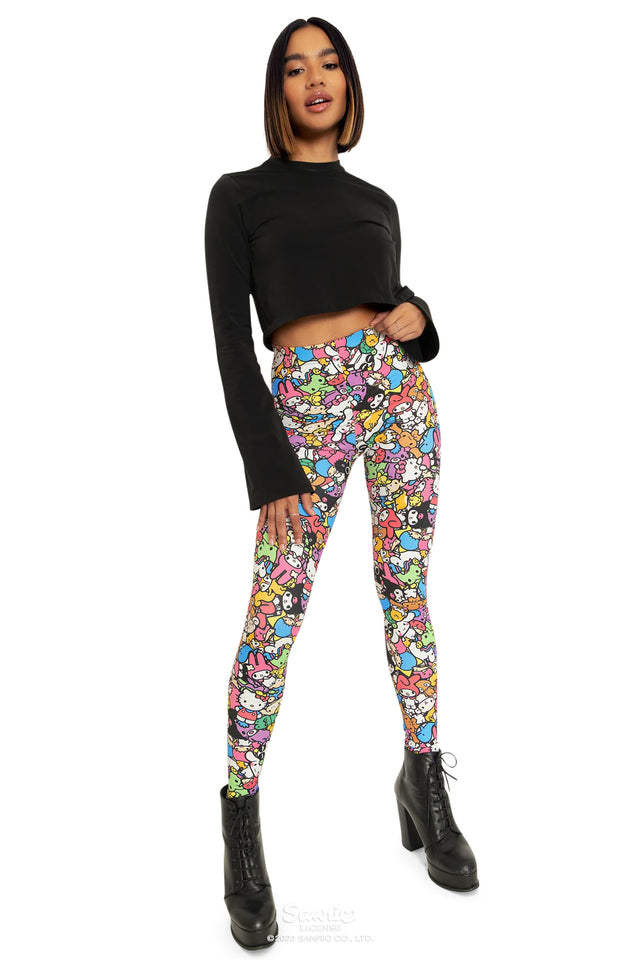 Sanrio All Stars Matte Finish High Waisted Leggings Wide