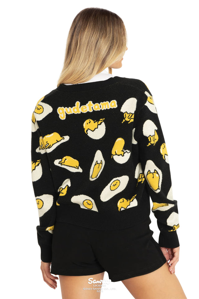 BlackMilk Clothing x Sanrio Gudetama - Sanrio Black Gudetama Cropped Cardigan - Sanrio Merchandise - Collaboration apparel - Licenced.