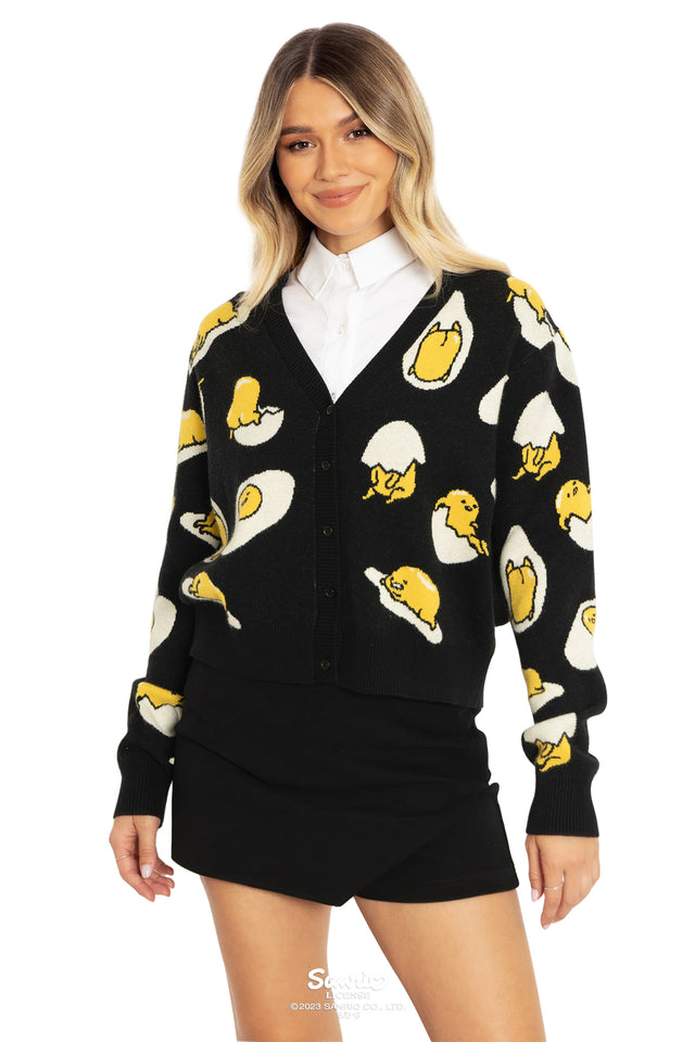 BlackMilk Clothing x Sanrio Gudetama - Sanrio Black Gudetama Cropped Cardigan - Sanrio Merchandise - Collaboration apparel - Licenced.