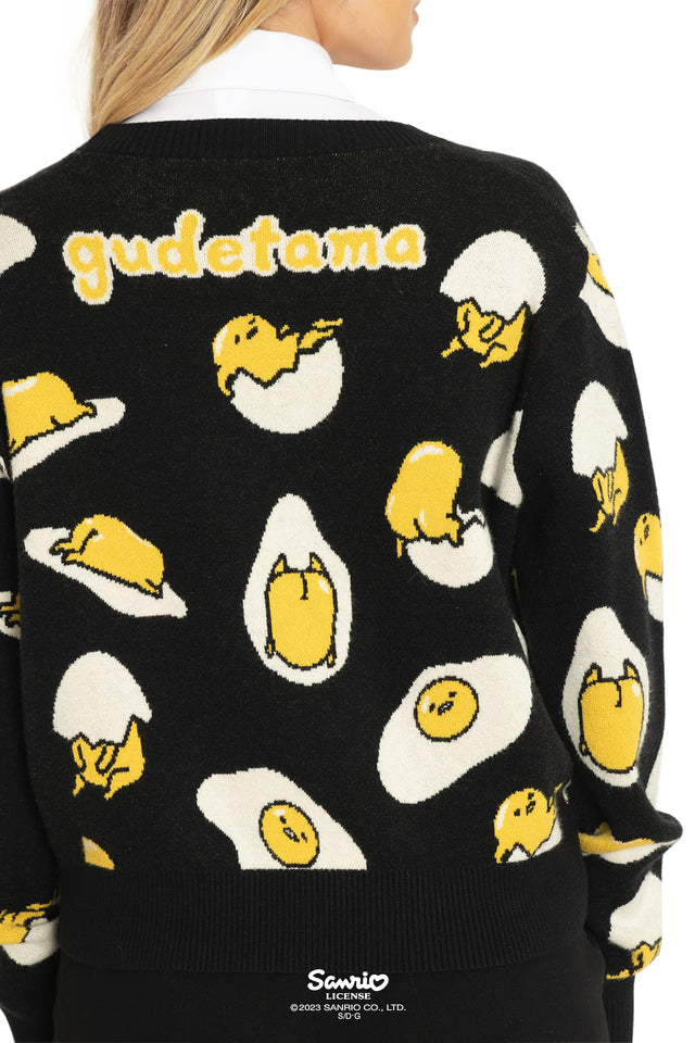 Sanrio Black Gudetama Cropped Cardigan Print