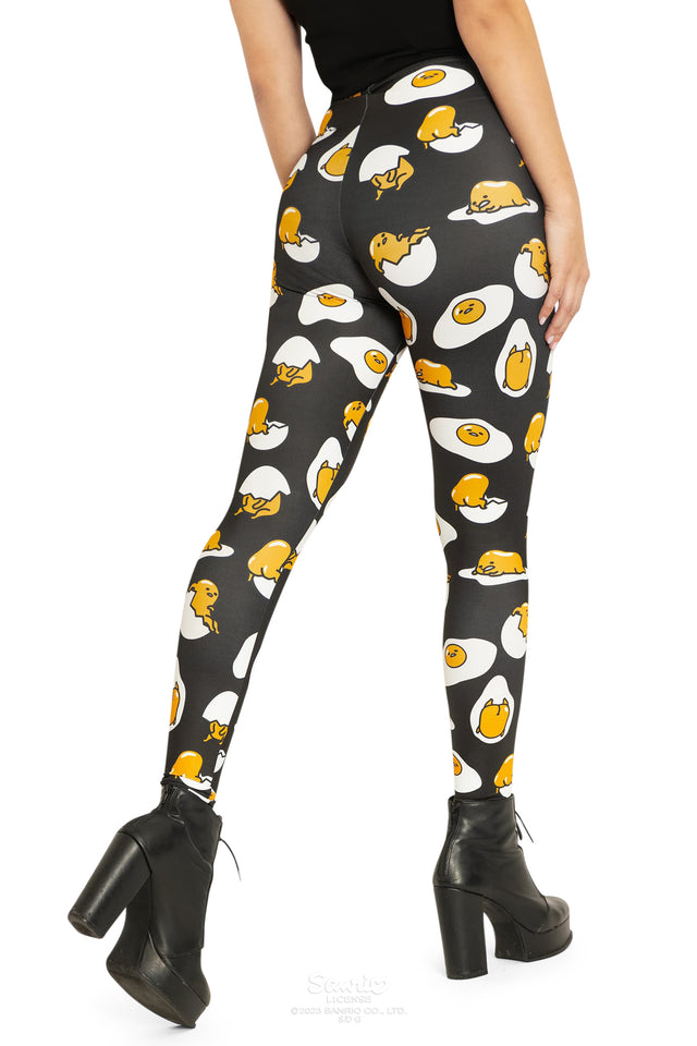 BlackMilk Clothing x Sanrio Gudetama - Sanrio Black Gudetama Matte Finish High Waisted Leggings  - Sanrio Merchandise - Collaboration apparel - Licenced.