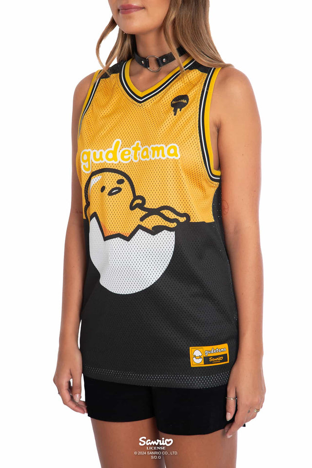 Gudetama Merchandise - Official Sanrio Products - Licensed Apparel - Kawaii Fashion - Unisex, Men's, Women's Basketball Jersey Top - Sportswear, Activewear