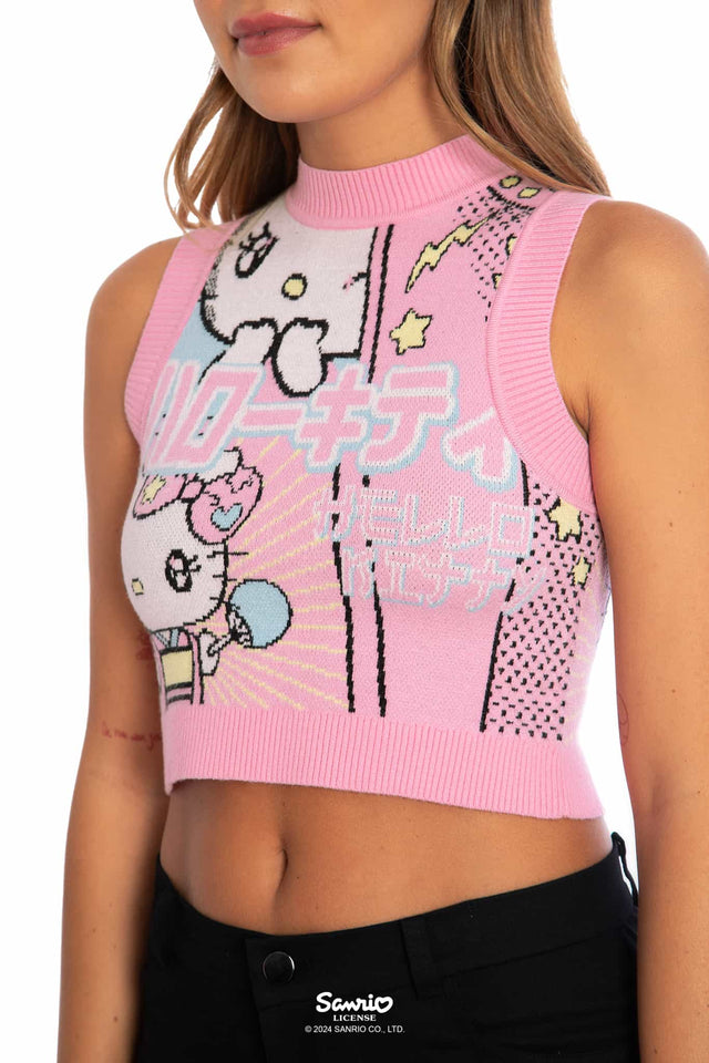 Hello Kitty Merchandise - Official Sanrio Products - Licensed Apparel - Kawaii Fashion - Womens's Pastel Sleeveless Knit