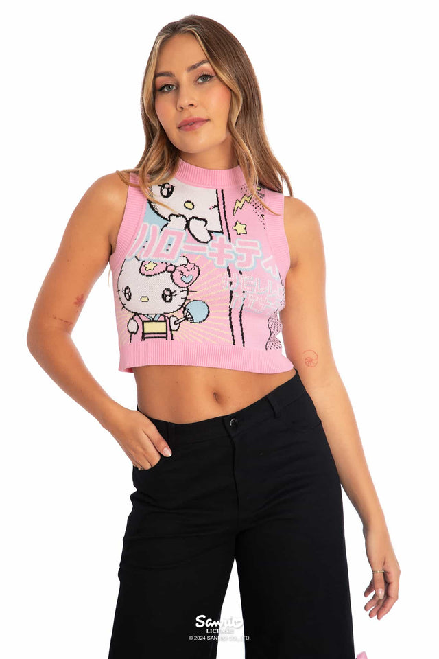 Hello Kitty Merchandise - Official Sanrio Products - Licensed Apparel - Kawaii Fashion - Womens's Pastel Sleeveless Knit