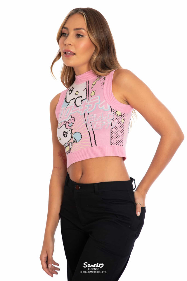 Hello Kitty Merchandise - Official Sanrio Products - Licensed Apparel - Kawaii Fashion - Womens's Pastel Sleeveless Knit