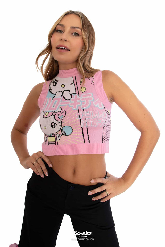 Hello Kitty Merchandise - Official Sanrio Products - Licensed Apparel - Kawaii Fashion - Womens's Pastel Sleeveless Knit