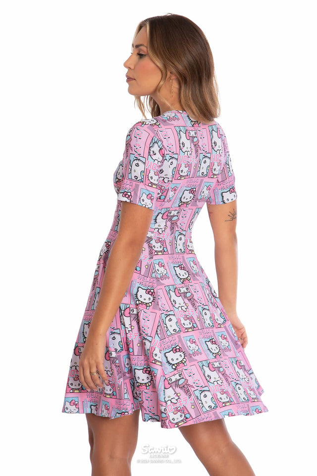 Hello Kitty Manga Longline Evil Tee Dress - Limited BlackMilk Clothing Hello Kitty Manga Longline Evil Tee Dress - Limited BlackMilk Clothing