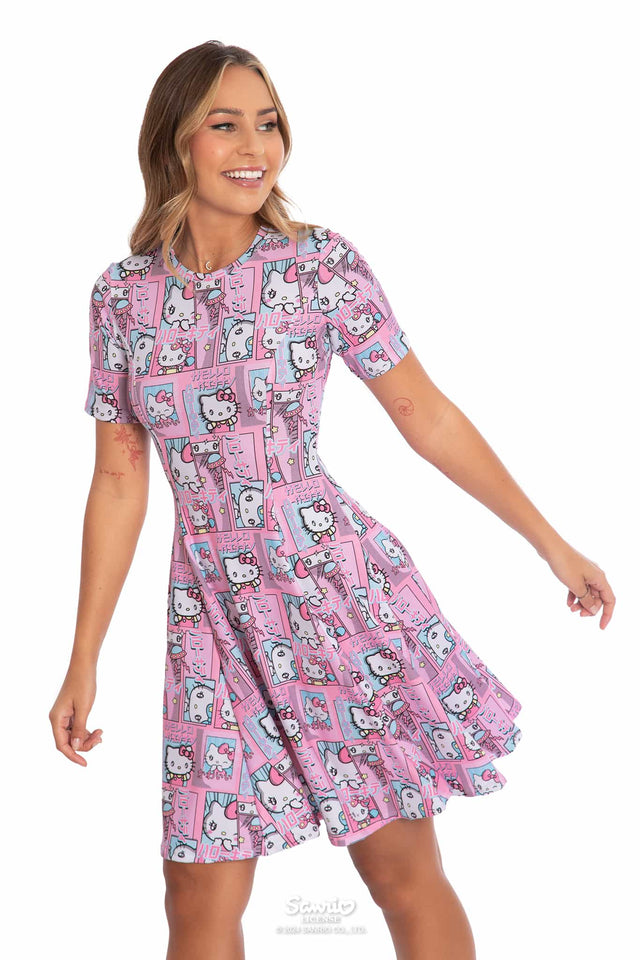 Hello Kitty Manga Longline Evil Tee Dress - Limited BlackMilk Clothing Hello Kitty Manga Longline Evil Tee Dress - Limited BlackMilk Clothing