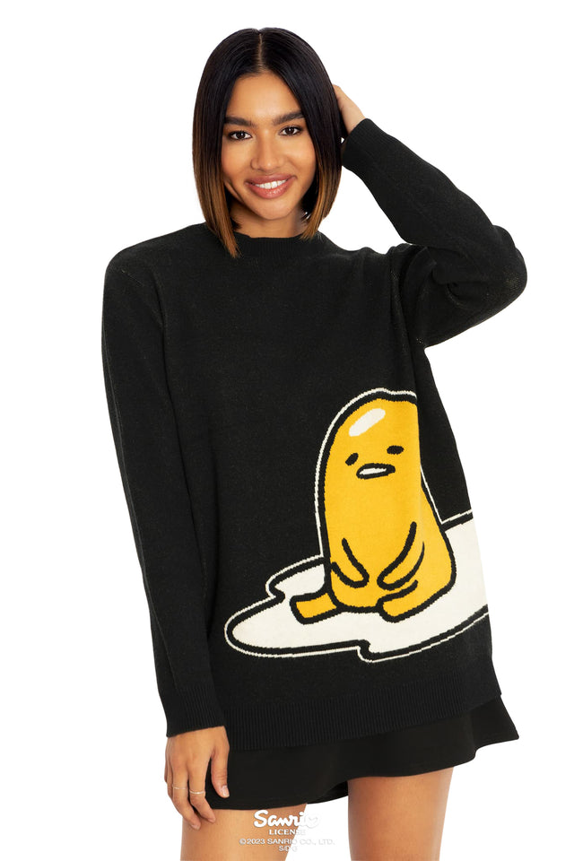 Sanrio Lazy Gudetama Knit Oversized Sweater Closeup 