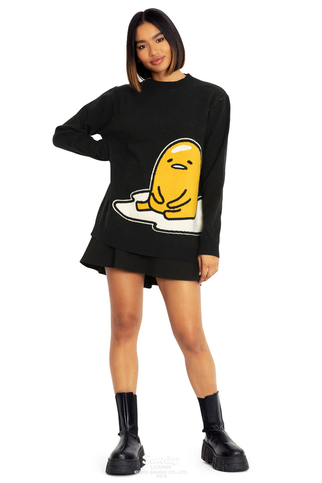 Sanrio Lazy Gudetama Knit Oversized Sweater Front 