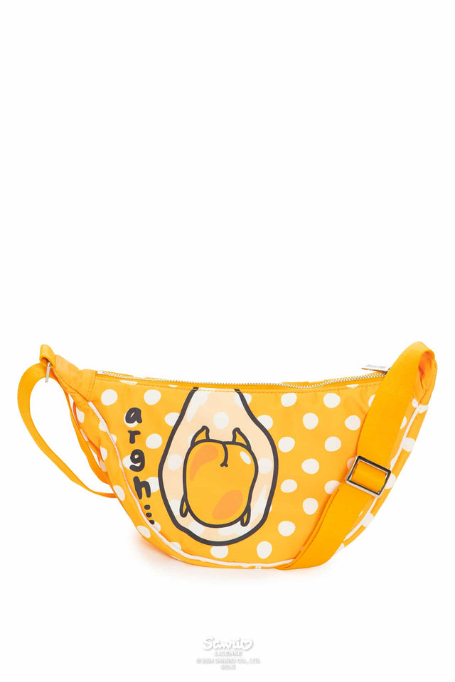 Gudetama Merchandise - Official Sanrio Products - Licensed Apparel - Kawaii Fashion - Yellow Polka Dot Crossbody Bag