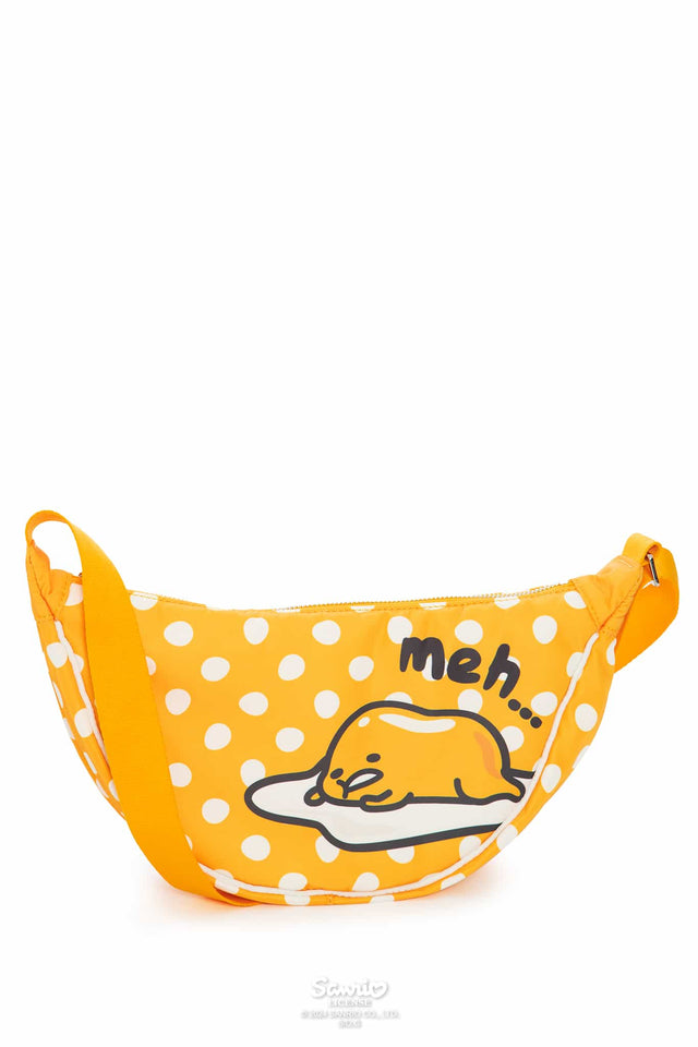 Gudetama Merchandise - Official Sanrio Products - Licensed Apparel - Kawaii Fashion - Yellow Polka Dot Crossbody Bag