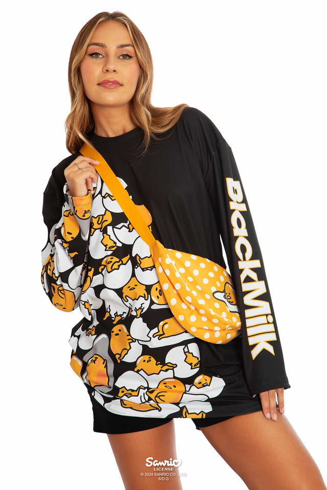 Gudetama Merchandise - Official Sanrio Products - Licensed Apparel - Kawaii Fashion - Yellow Polka Dot Crossbody Bag