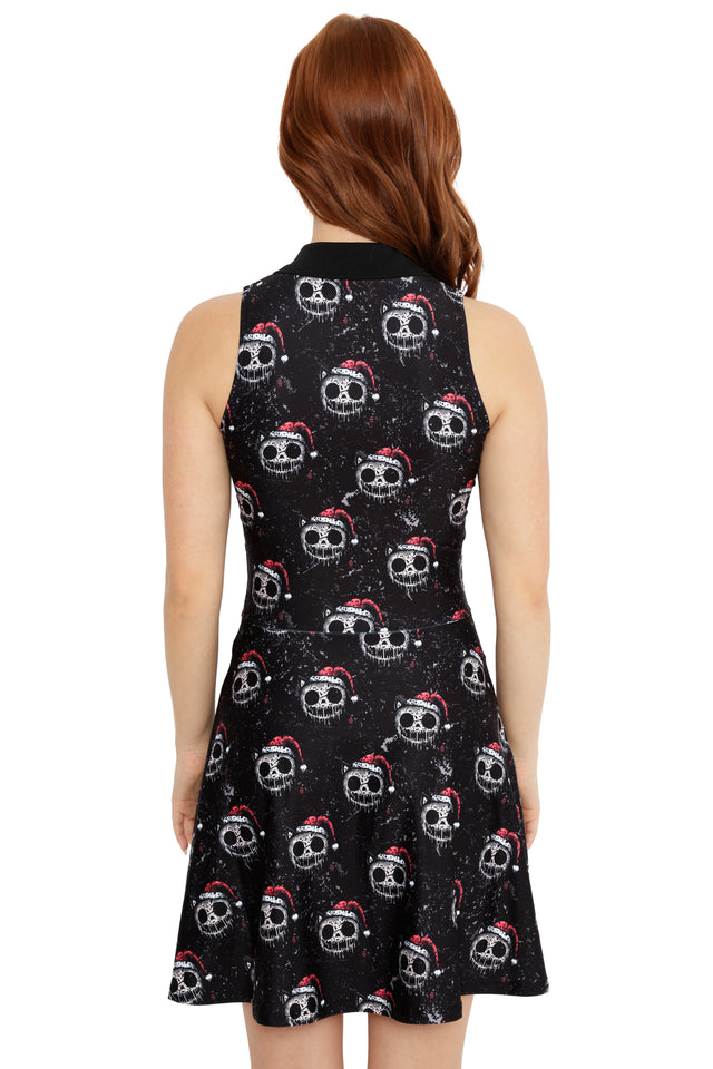 skull christmas dress Rosegal Plus Size Christmas Hat Skull Holly Print A Line Dress Plus Size,Black,5x,Casual,Fall,Spring,Summer,A-Line,Sleeveless,Straps