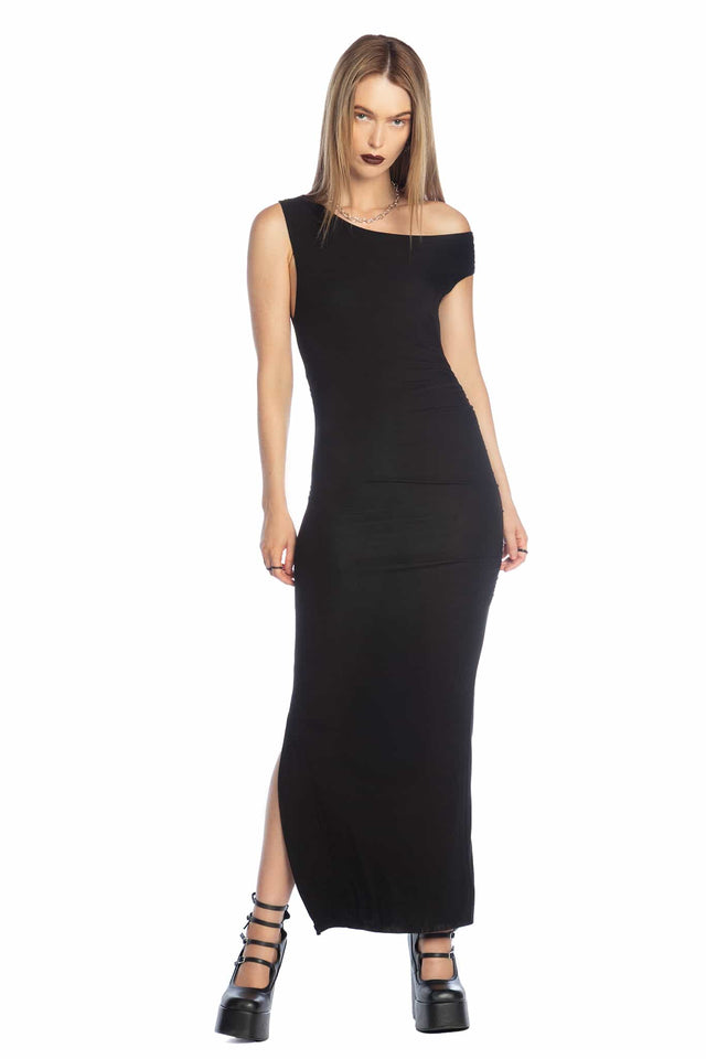 Sculpted Black Off The Shoulder Dress - Limited BlackMilk Clothing Sculpted Black Off The Shoulder Dress - Limited BlackMilk Clothing