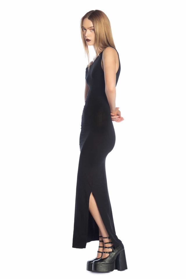Sculpted Black Off The Shoulder Dress