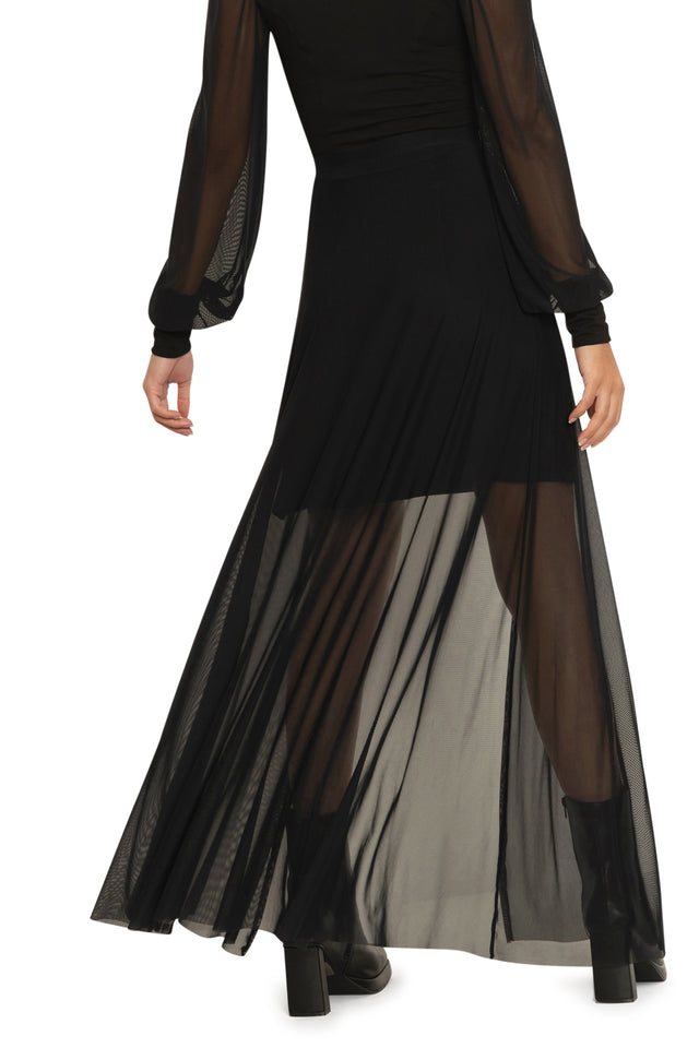 Sheer Overlay Maxi Skirt Back