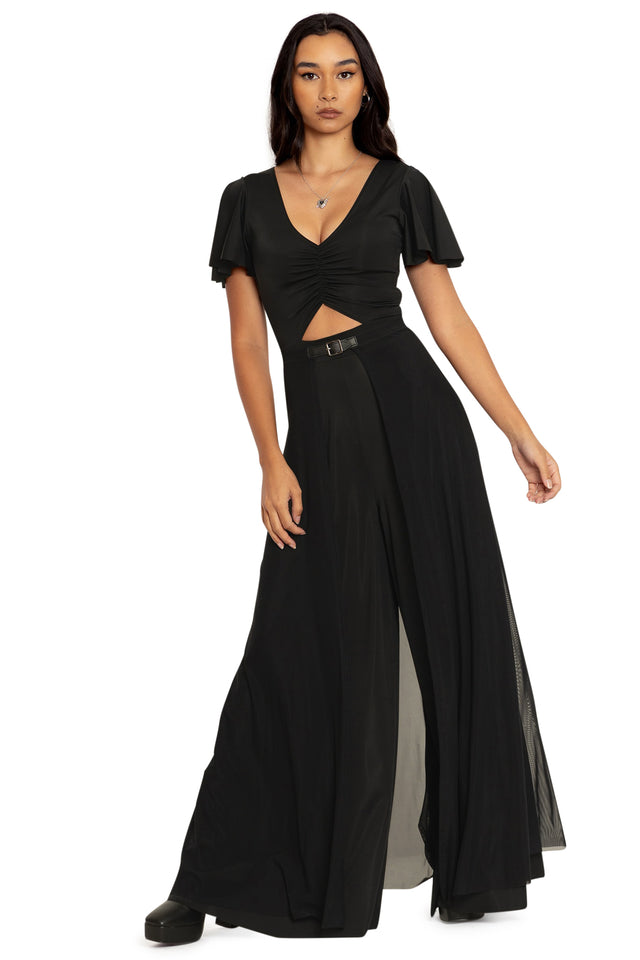 Sheer Overlay Maxi Skirt Front