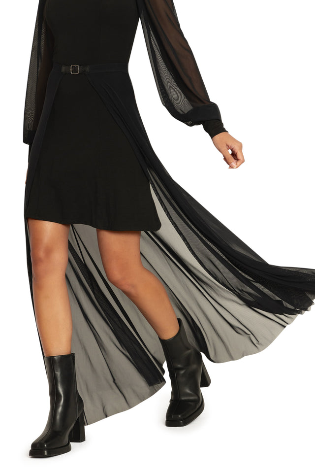 Sheer Overlay Maxi Skirt Side