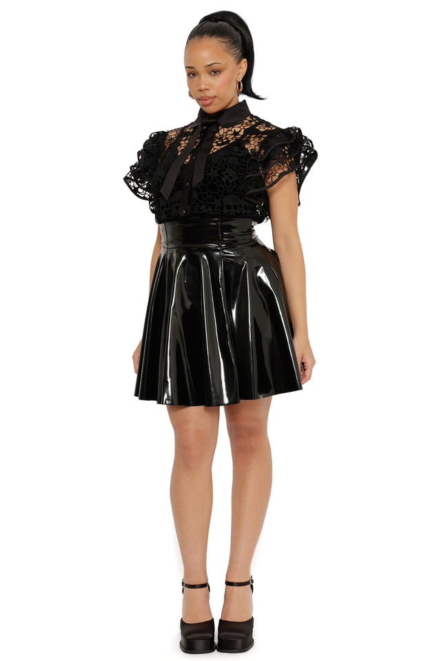 Skull Lace Frill Sleeve Top