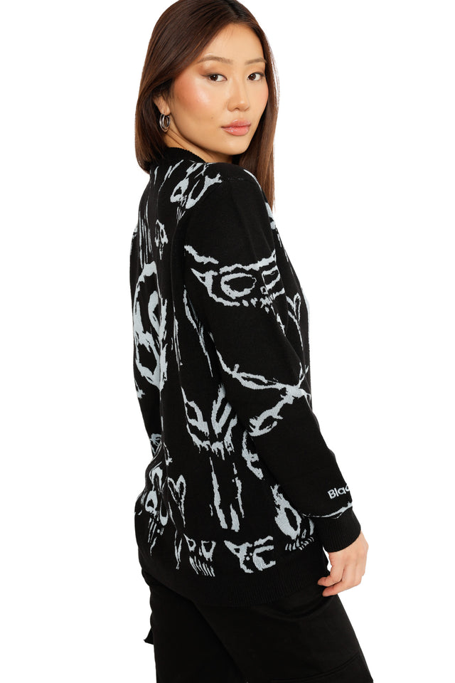 Skulls Oversized Crew Knit Sweater