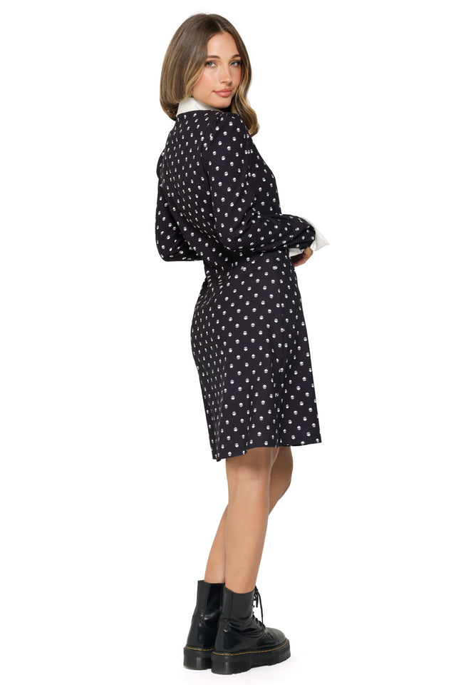 Skully Dot Long Sleeve Dress - Limited BlackMilk Clothing Skully Dot Long Sleeve Dress - Limited BlackMilk Clothing
