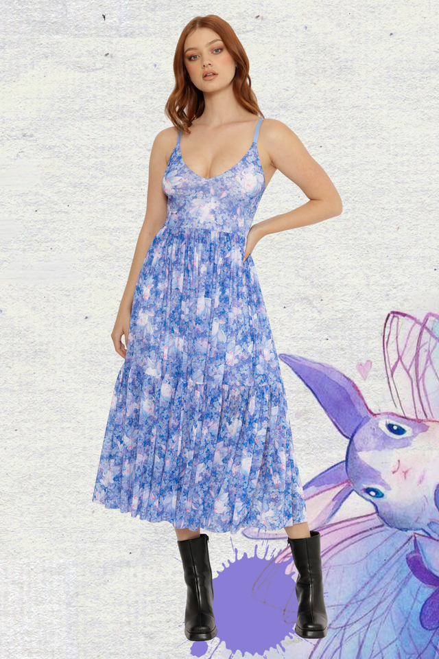 Skvader Among The Flowers Sheer Midaxi Dress