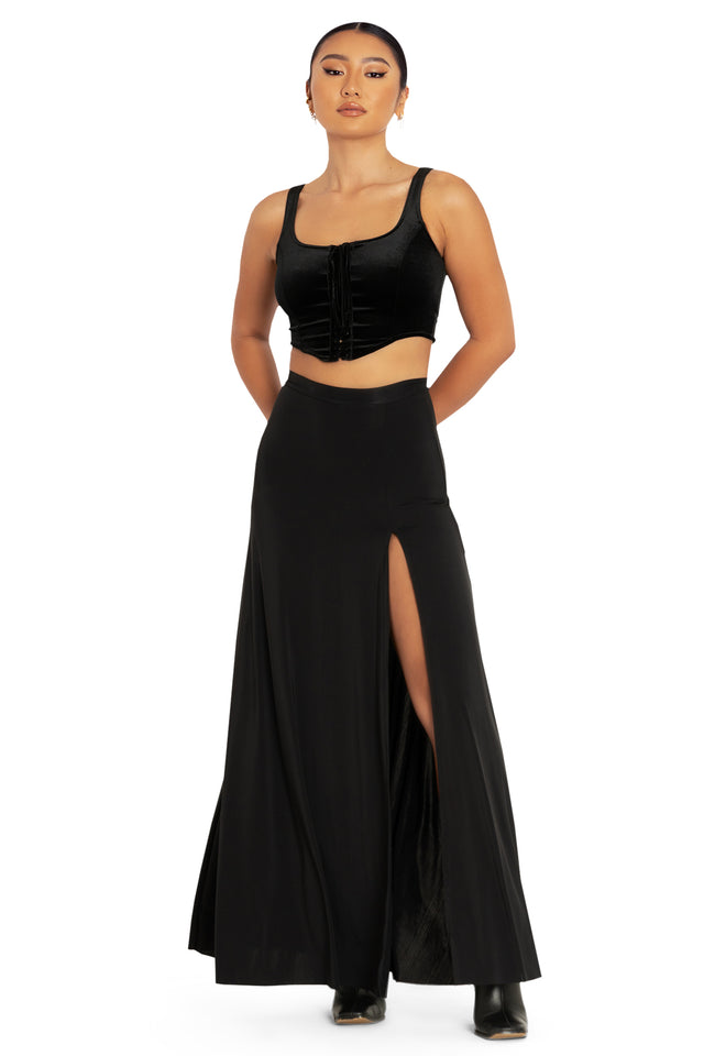 Sleek Light Single Split Maxi Skirt Front