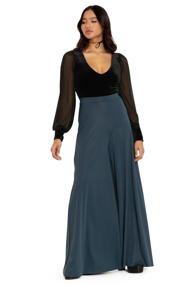 Sleek Teal Palazzo Pants Front