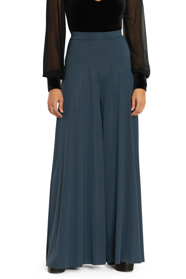 Sleek Teal Palazzo Pants Front