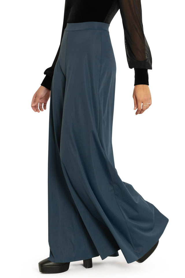 Sleek Teal Palazzo Pants Side